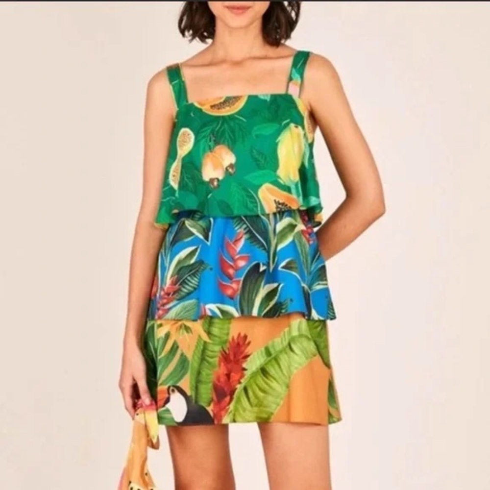FARM Rio Tropical Multicolor Layered Dress
